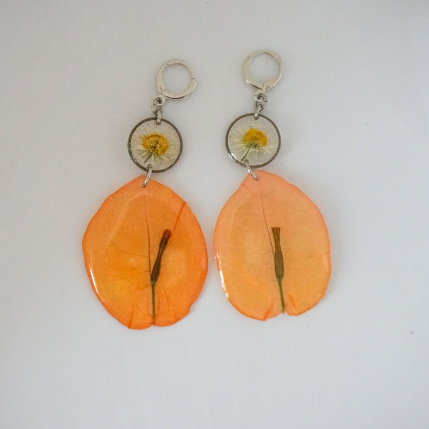 Aretes largos bugambilias naranja