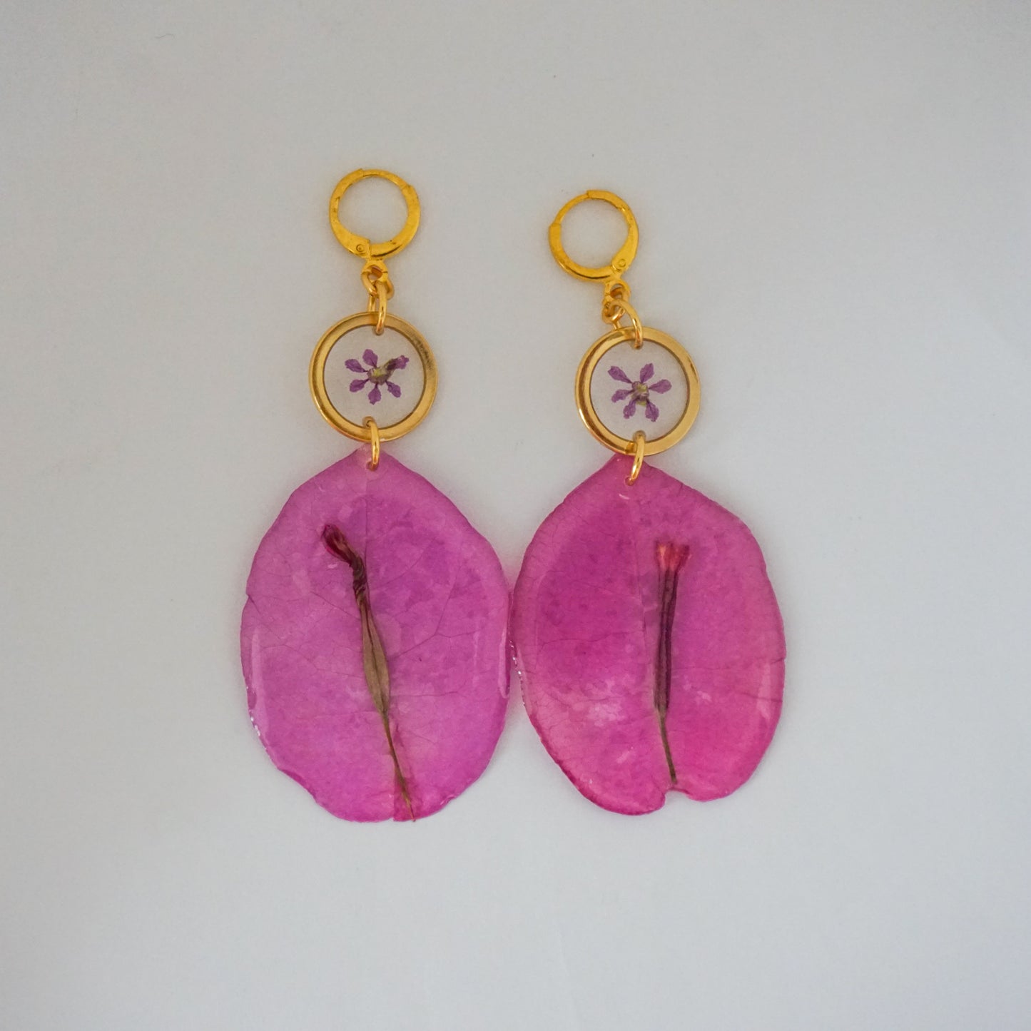 Aretes largos bugambilias fucsia