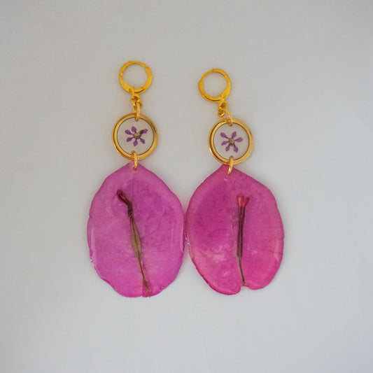 Aretes largos bugambilias fucsia