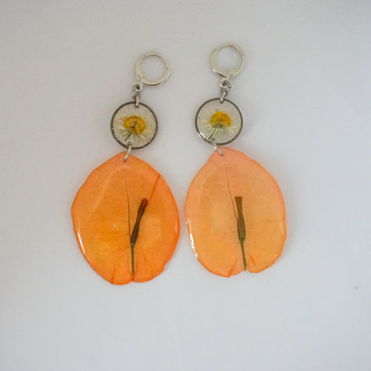 Aretes largos bugambilias naranja