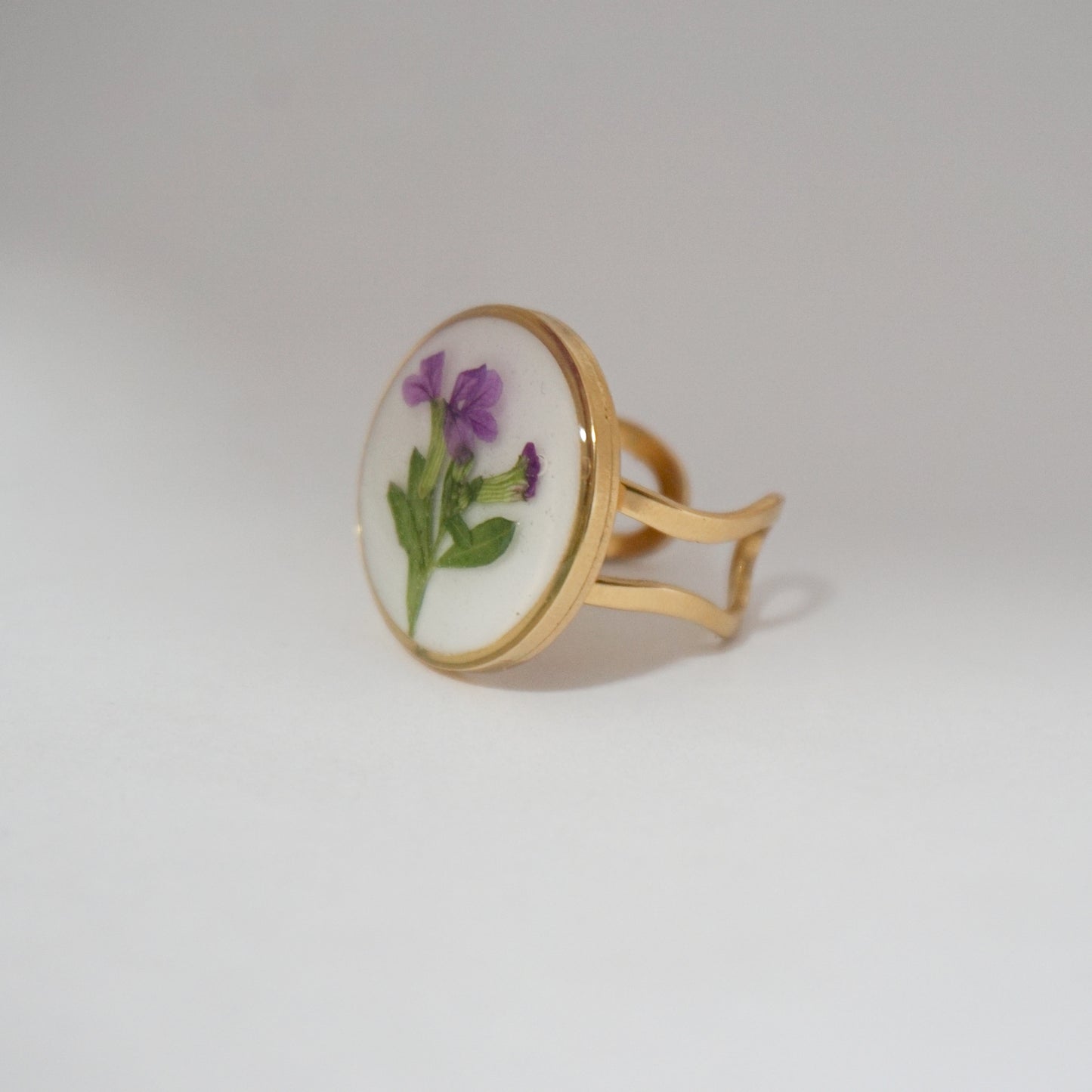 Anillo ajustable trueno de venus fondo blanco