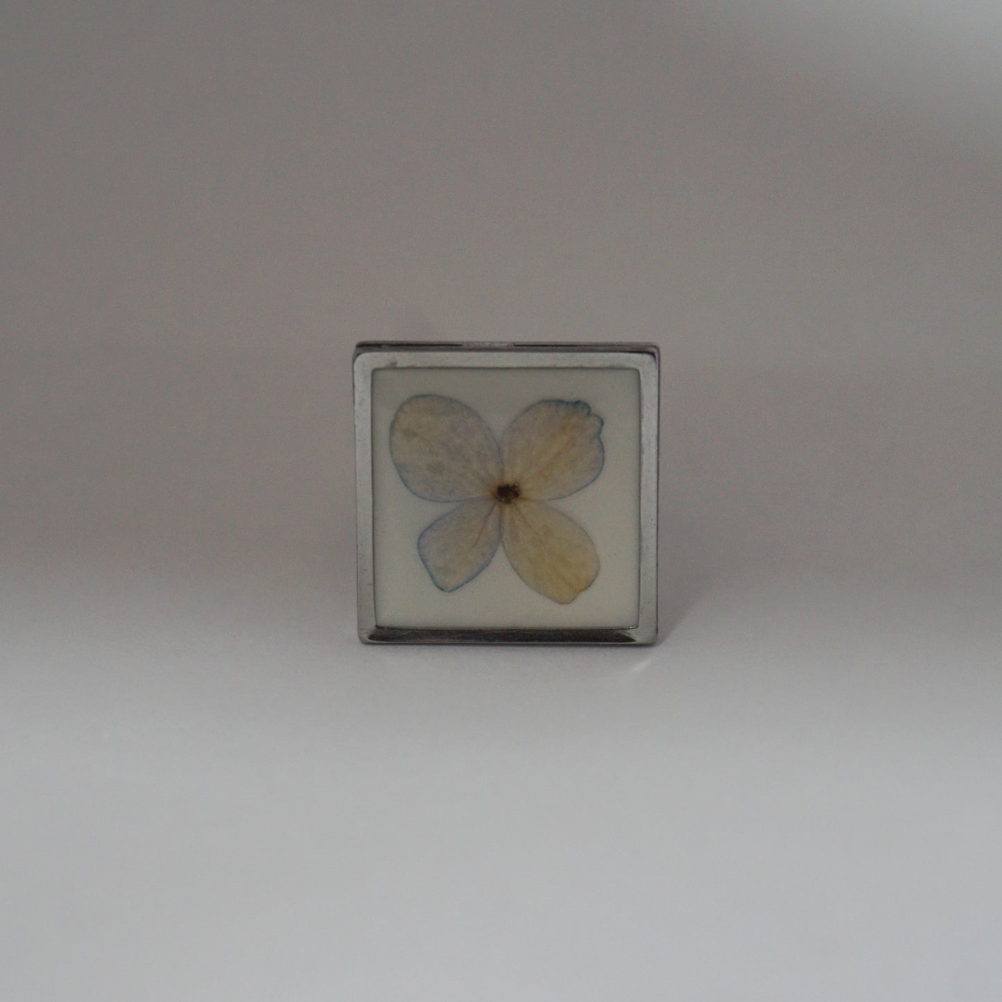 Anillo ajustable hortensia fondo blanco