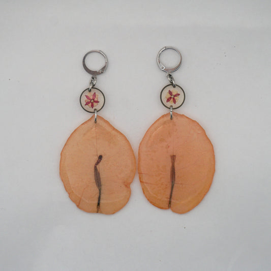 Aretes largos bugambilias salmón
