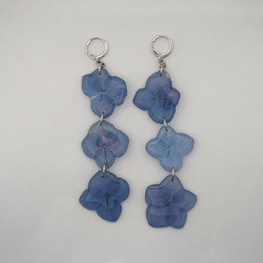 Aretes largos hortensias