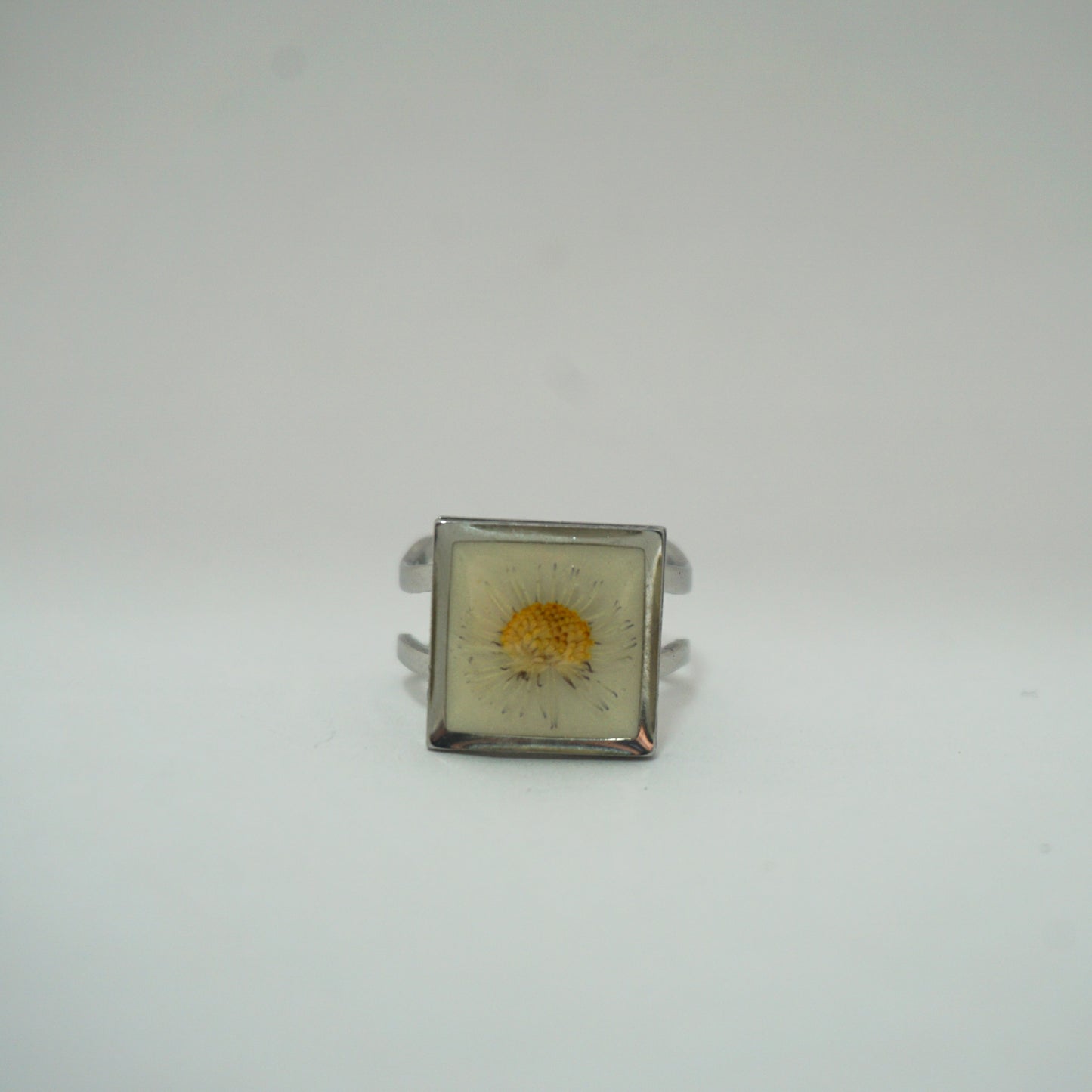 Anillo ajustable margarita fondo blanco