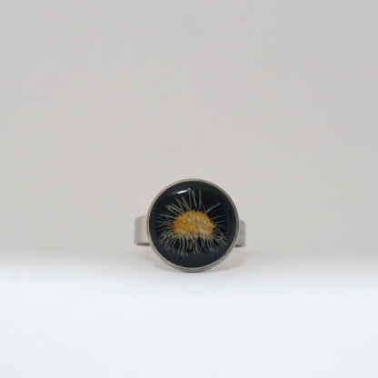 Anillo ajustable margarita fondo negro