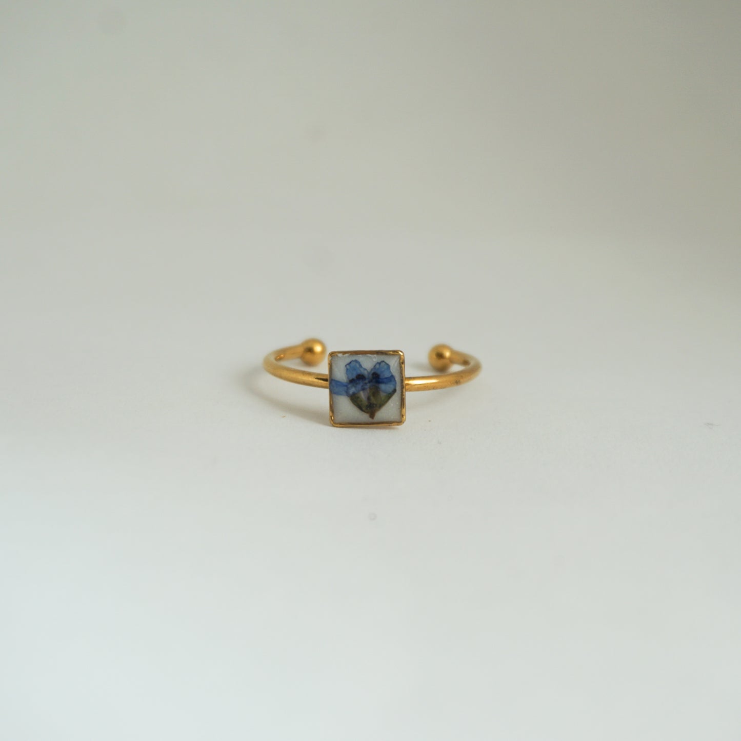 Anillo ajustable nomeolvides fondo blanco