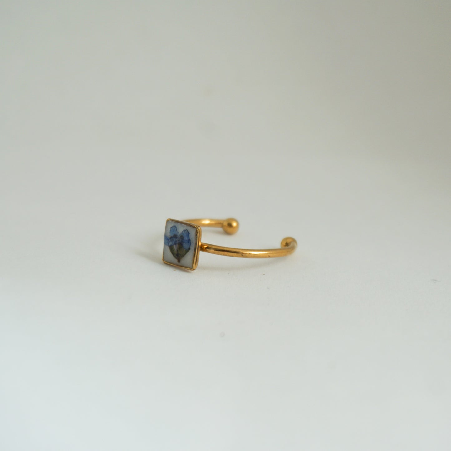 Anillo ajustable nomeolvides fondo blanco