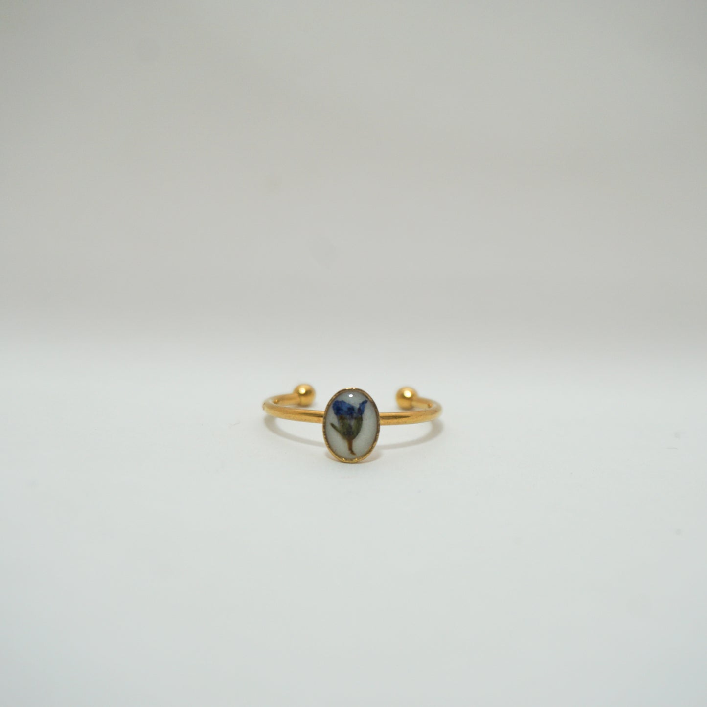 Anillo ajustable nomeolvides fondo blanco