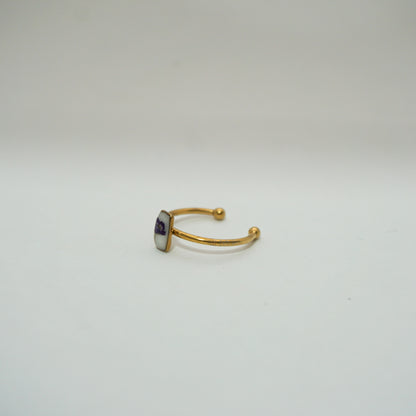 Anillo ajustable panalillo morado fondo blanco