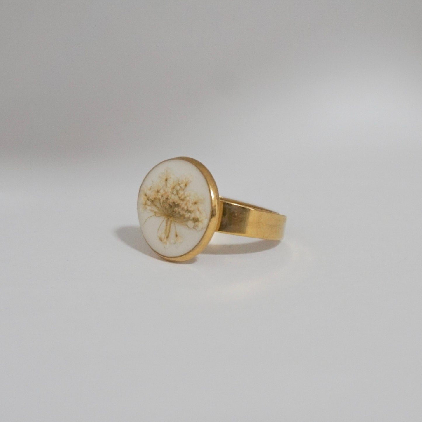 Anillo ajustable encaje fondo blanco