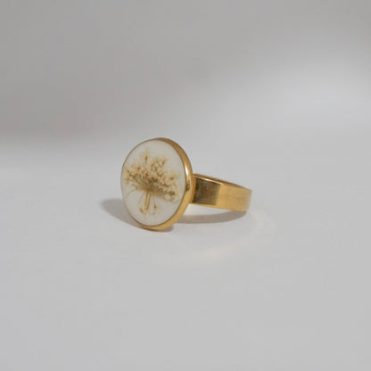 Anillo ajustable encaje fondo blanco