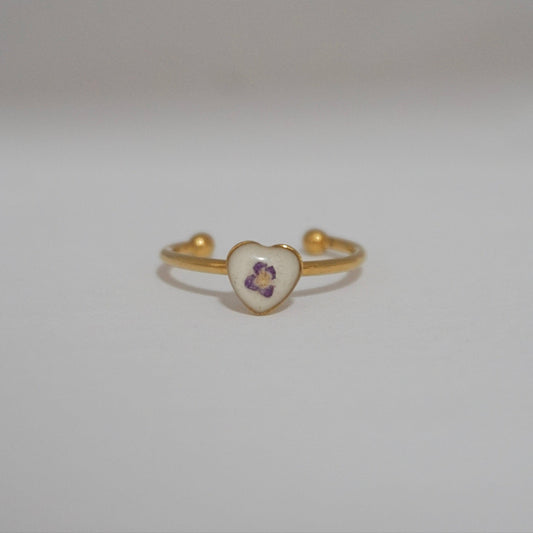 Anillo ajustable panalillo morado fondo blanco